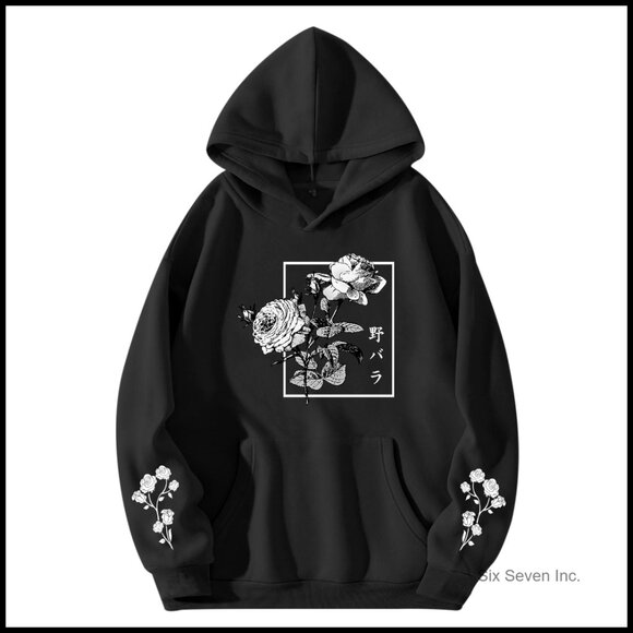 Oversized Graphic Hoodie Japanese Aesthetic Streetwear Pullover Sweatshirt